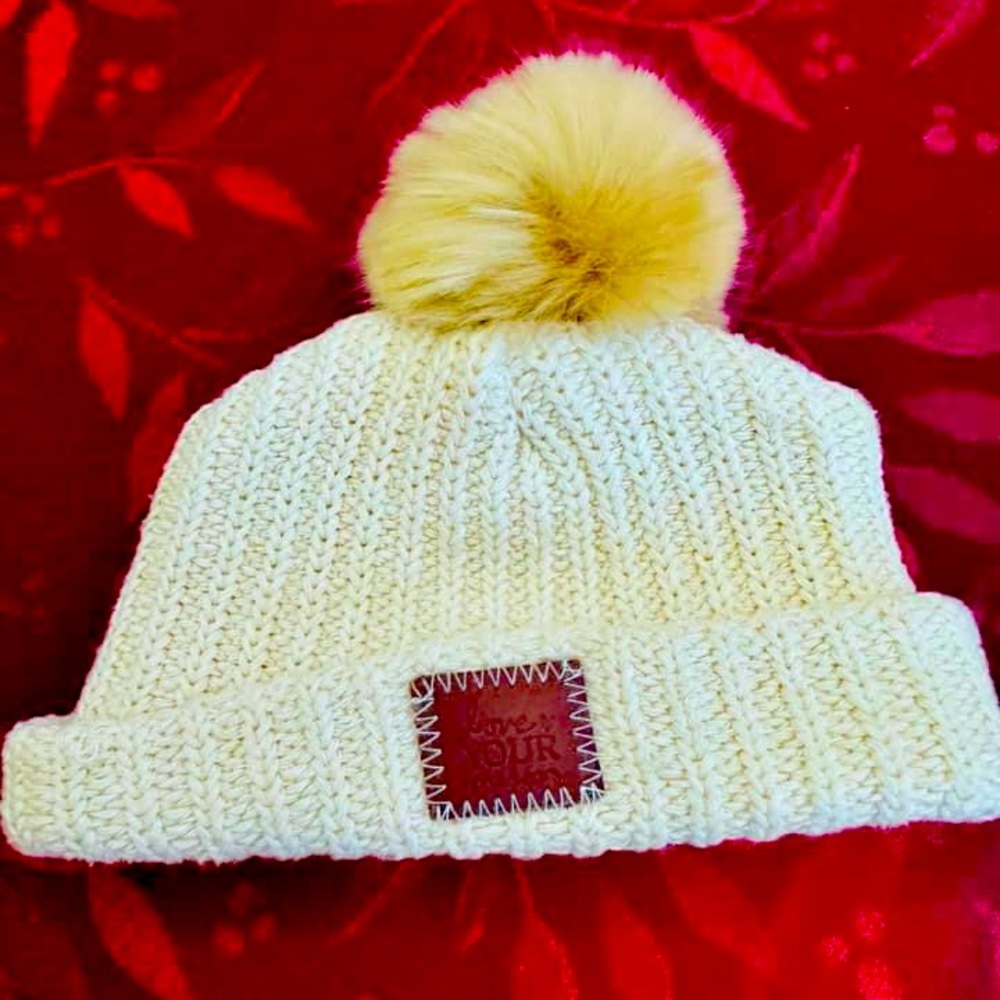 “Love Your Melon” White Speckled Baby Pom Beanie Hat